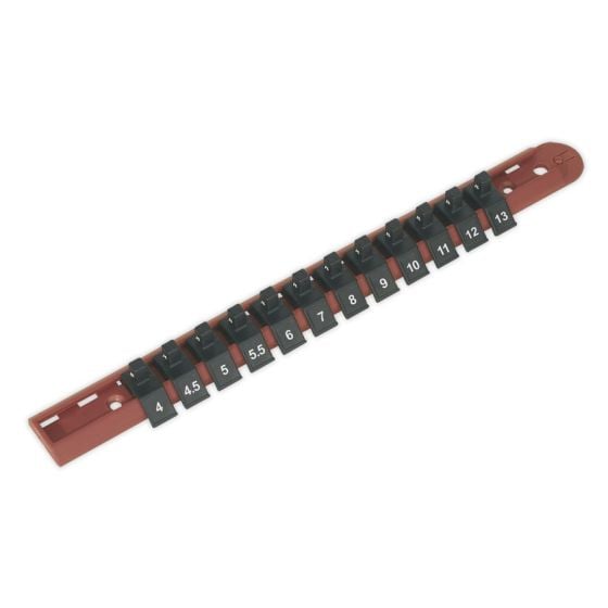 Socket Retaining Rail with 12 Clips 1/4"Sq Drive Sealey Part No. AK1412