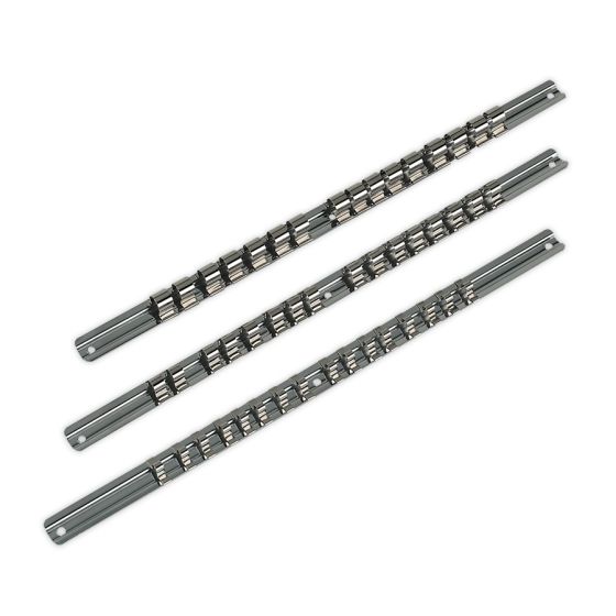 Socket Retaining Rail Set 3pc 1/4", 3/8" & 1/2"Sq Drive Sealey Part No. AK270