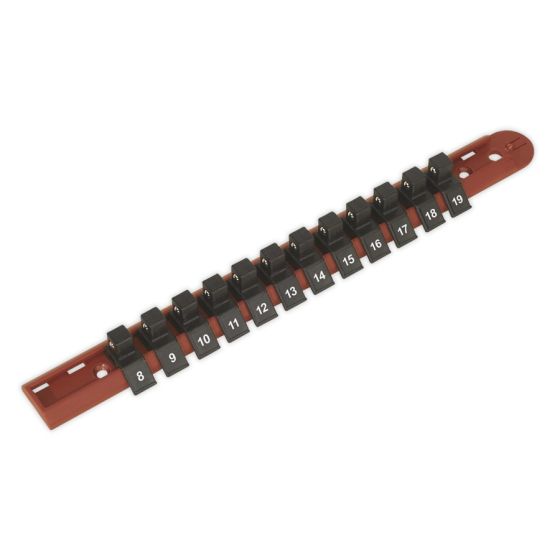 Socket Retaining Rail with 12 Clips 3/8"Sq Drive Sealey Part No. AK3812