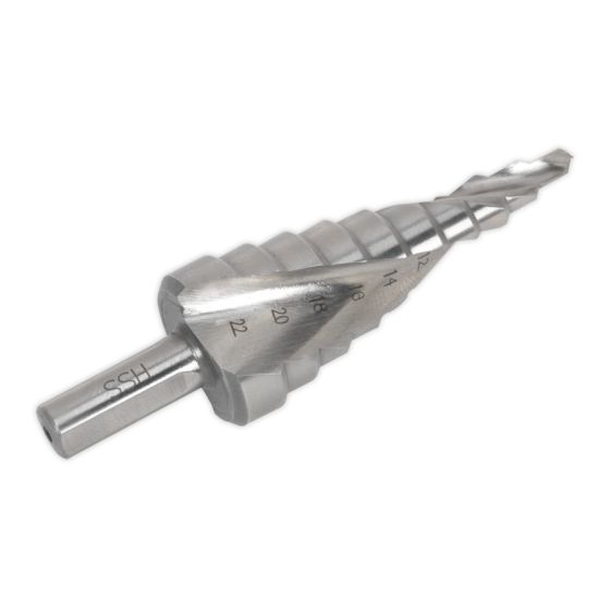 HSS M2 Step Drill Bit 4-22mm Spiral Flute Sealey Part No. AK4741