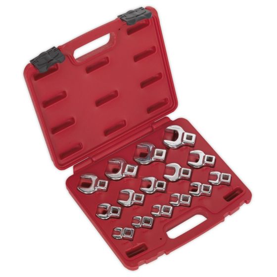 Crow's Foot Open End Spanner Set 15pc 3/8"Sq Drive Metric Sealey Part No. AK59891