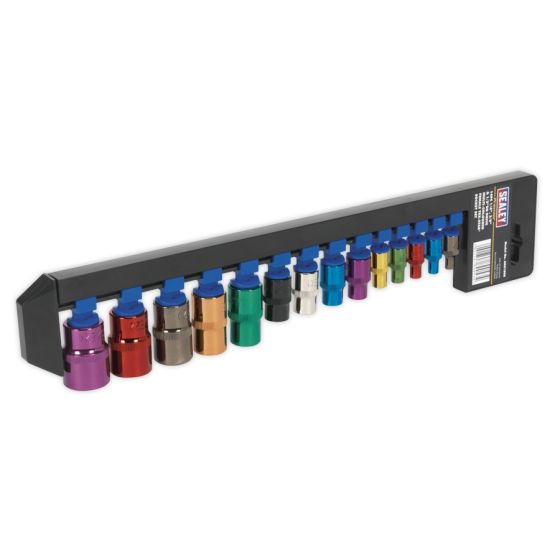 TRX-Star Socket Set 14pc 1/4", 3/8" & 1/2"Sq Drive E4-E24 Multi-Coloured Sealey Part No. AK61800