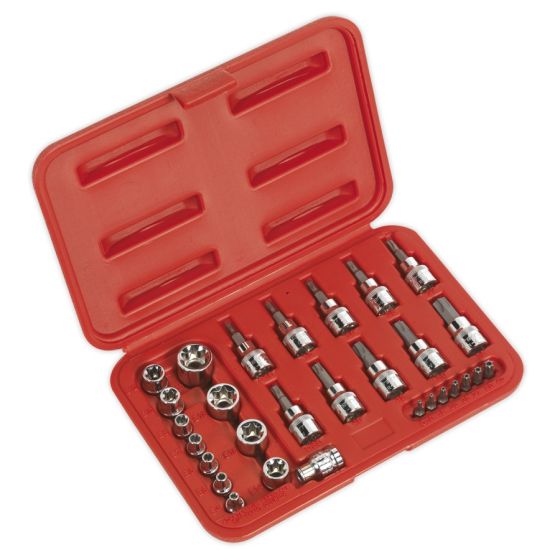 TRX-Star Socket & Security Bit Set 29pc 1/4"Sq & 3/8"Sq Drive Sealey Part No. AK6193