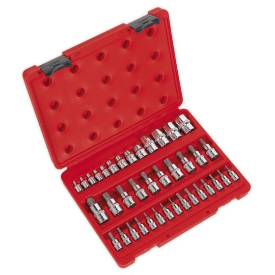 TRX-Star Socket & Security Socket Bit Set 38pc 1/4", 3/8" & 1/2"Sq Drive Sealey Part No. AK6197