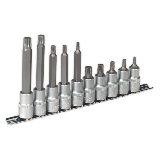 Spline Socket Bit Set 10pc 1/2"Sq Drive Sealey Part No. AK6215