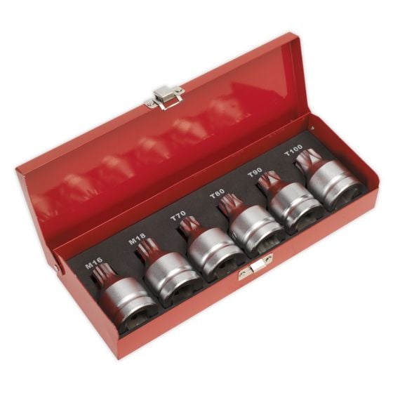 Security TRX-Star & Security Spline Socket Bit Set 6pc 3/4"Sq Drive Sealey Part No. AK6218