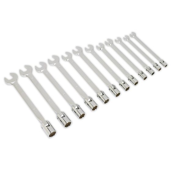 Flexi-Head Socket/Open End Spanner Set 12pc Metric Sealey Part No. AK6352