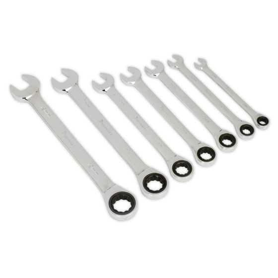 Combination Ratchet Spanner Set 7pc Metric Sealey Part No. AK63907