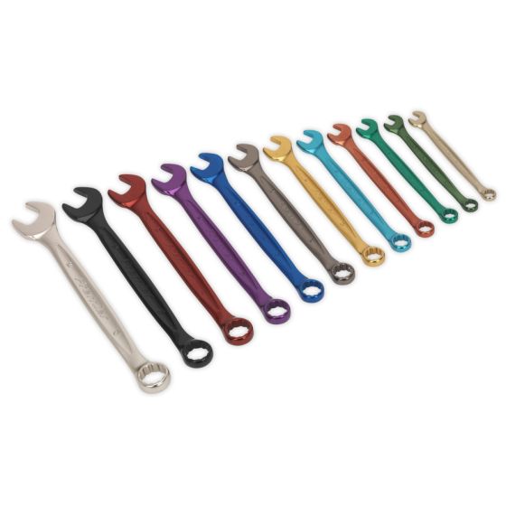 Combination Spanner Set 12pc Multi-Coloured Metric Sealey Part No. AK63915