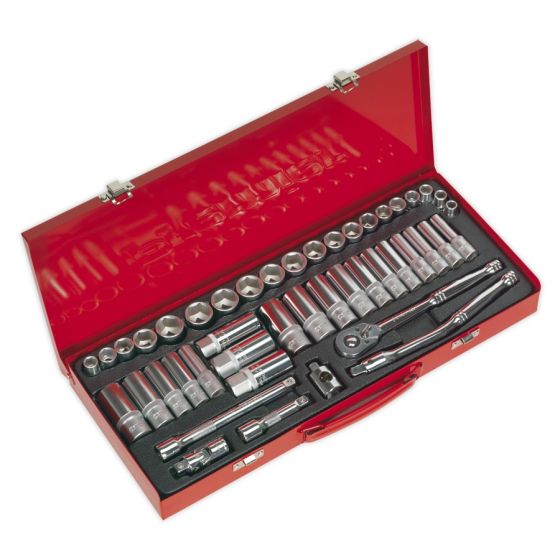 Socket Set 45pc 3/8"Sq Drive 6pt WallDrive - Metric/Imperial Sealey Part No. AK692