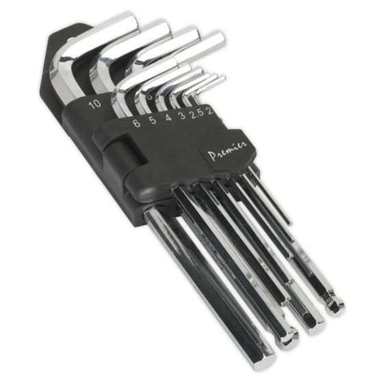 Hex Key Set 10pc Long Fully Polished Metric Sealey Part No. AK7166