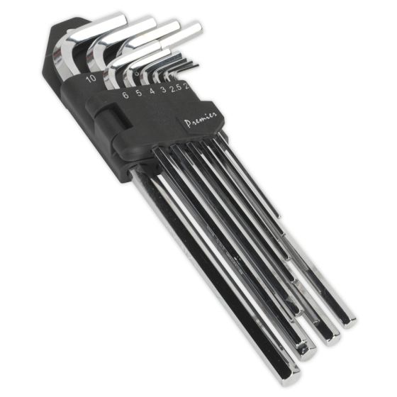 Hex Key Set 10pc Extra-Long Fully Polished Metric Sealey Part No. AK7167