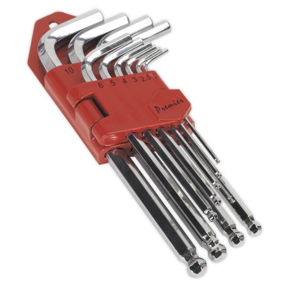 Ball-End Hex Key Set 10pc Long Fully Polished Metric Sealey Part No. AK7168