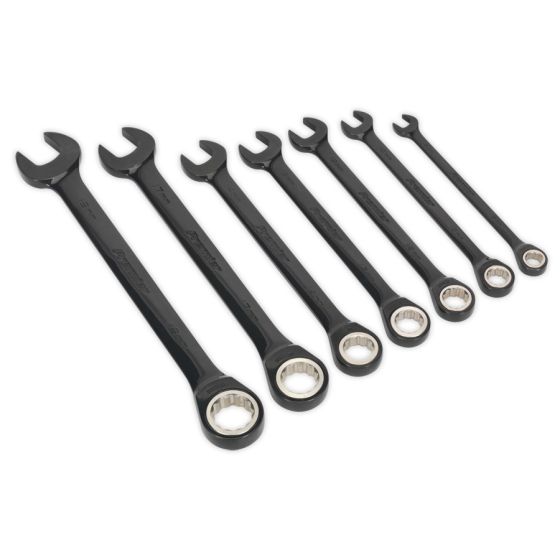 Combination Ratchet Spanner Set 7pc Black Series Metric Sealey Part No. AK7978