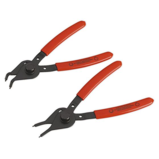 Circlip Pliers Set 2pc Reversible Straight/Bent Nose 12-25mm Sealey Part No. AK8445