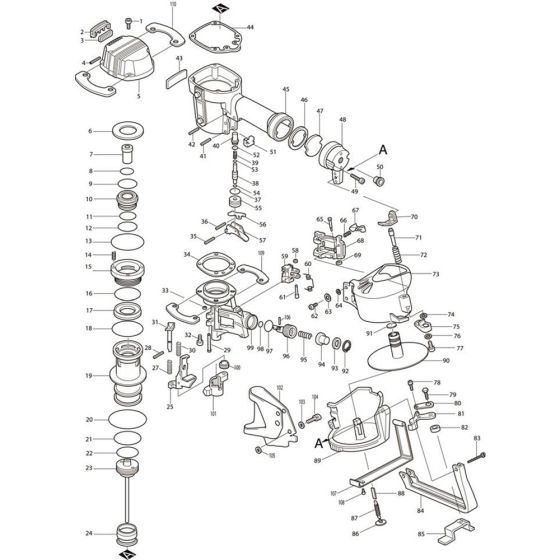 Main Assembly for Makita AN451 Pin Nail Guns
