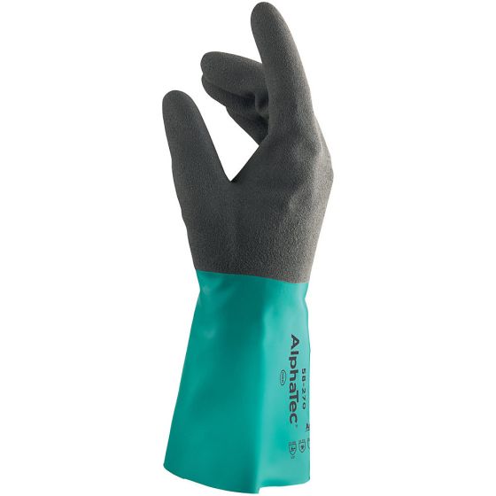 Ansell Grip Glove Alphatec 58-270 Double Wall Nitrile Shell Nylon Liner LGE