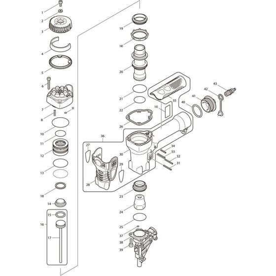 Main Assembly for Makita AN610H Pin Nail Guns
