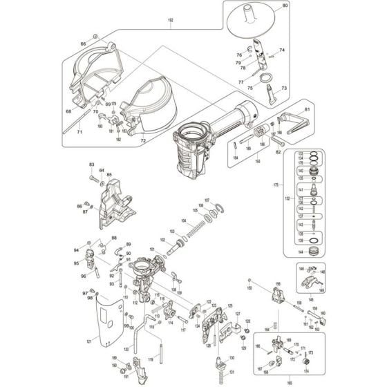 Main Assembly Part 2 for Makita AN635H Pin Nail Guns
