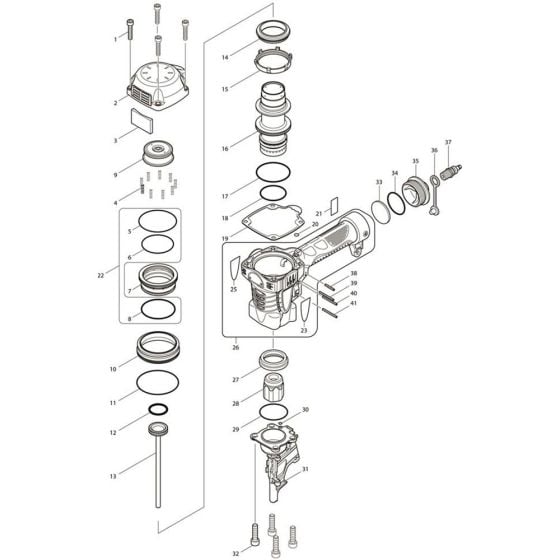 Main Assembly for Makita AN711H Pin Nail Guns
