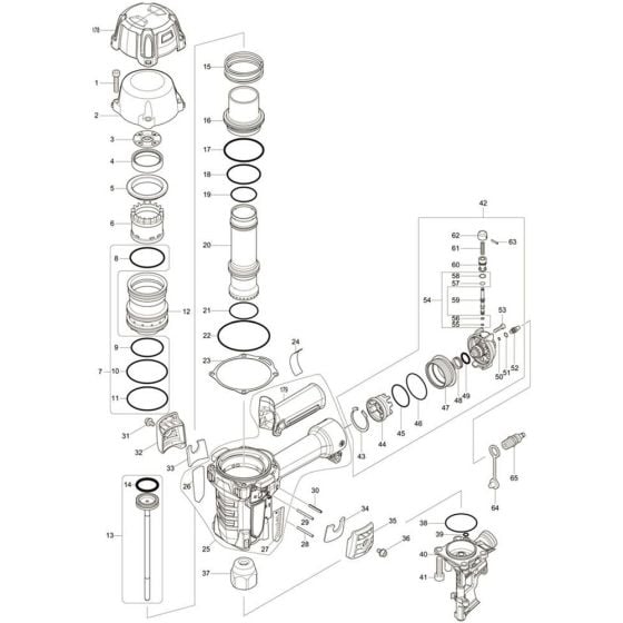 Main Assembly for Makita AN935H Pin Nail Guns
