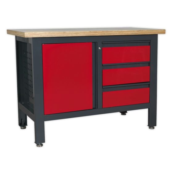 Workstation with 3 Drawers & Cupboard Sealey Part No. AP1372B