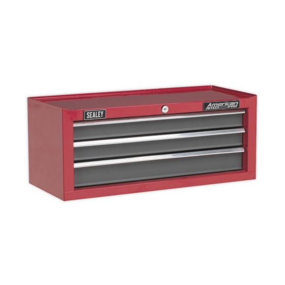 Mid-Box 3 Drawer with Ball Bearing Slides - Red/Grey Sealey Part No. AP22309BB