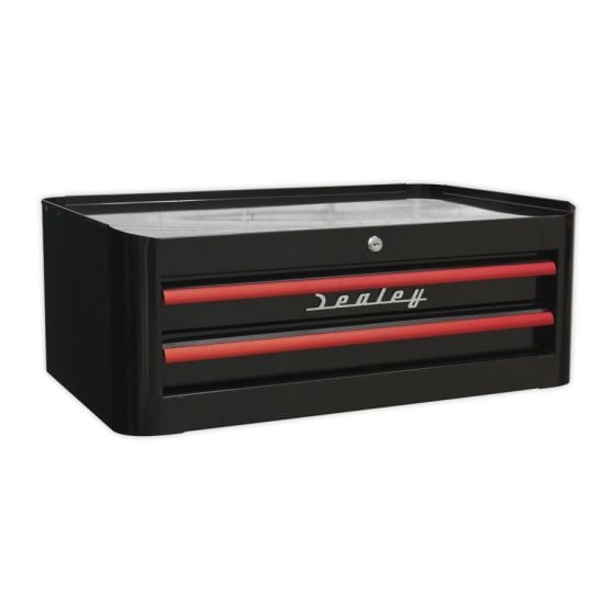 Mid-Box 2 Drawer Retro Style - Black with Red Anodised Drawer Pulls Sealey Part No. AP28102BR