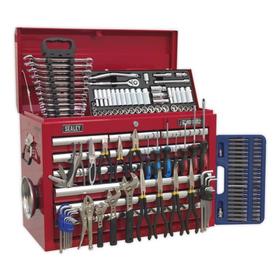 Topchest 10 Drawer with Ball Bearing Slides - Red & 138pc Tool Kit Sealey Part No. AP33109COMBO