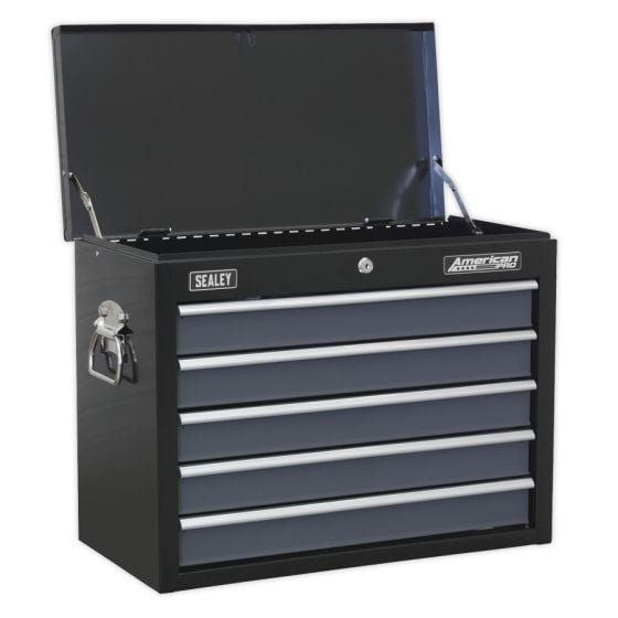 Topchest 5 Drawer with Ball Bearing Slides - Black/Grey Sealey Part No. AP3505TB