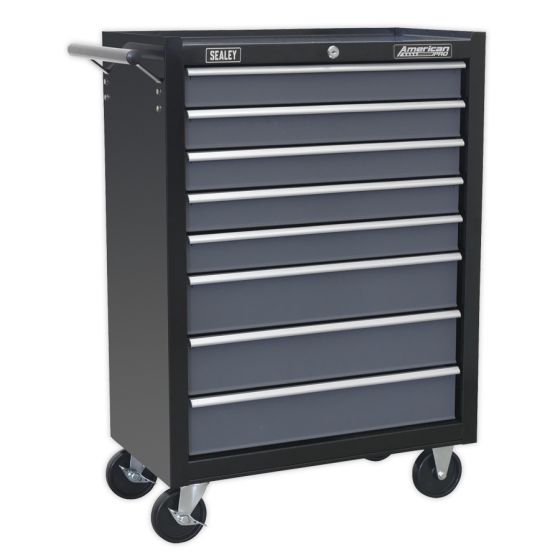 Rollcab 8 Drawer with Ball Bearing Slides - Black/Grey Sealey Part No. AP3508TB