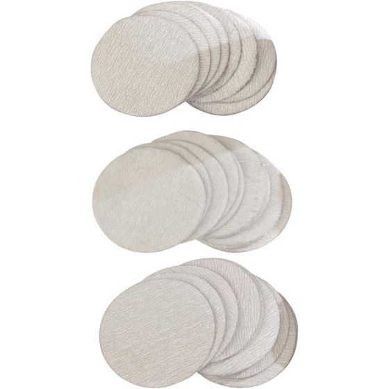 PCL 75mm (3") Sandpaper Discs, 320/400/600 Grades (10 of Each Grade P/Pk) - APA103