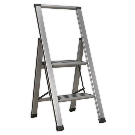 Aluminium Professional Folding Step Ladder 2-Step 150kg Capacity Sealey Part No. APSL2