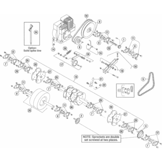 Power Train and Tine Motor Assembly-1 for Husqvarna AR25 Lawn Care Equipment