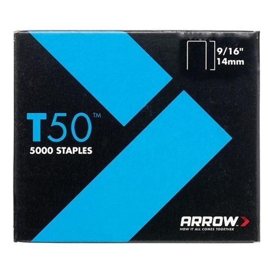 T50 Staples 14mm (9/16in) Pack 5000 (4 x 1250) by Arrow - A509