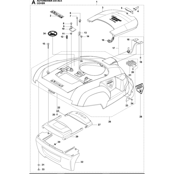 Cover Assembly for Husqvarna Automower 230 ACX