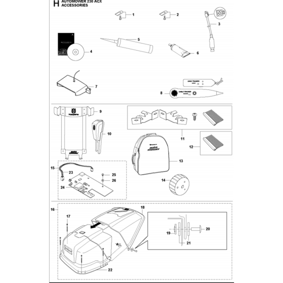 Accessories-1 Assembly for Husqvarna Automower 230 ACX