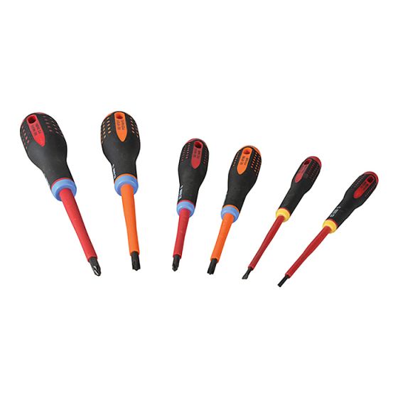 Mixed Insulated ERGO Screwdriver Set 6 Piece SL/PH/PZ by Bahco - BE-9884S