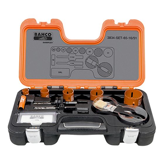 Professional Holesaw Set 3834 16/51 Sizes: 16-51mm by Bahco - 3834-SET-65-16/51