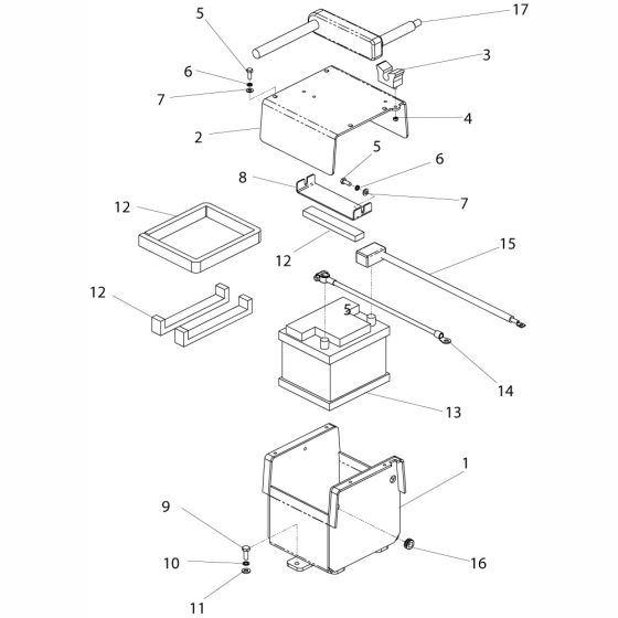 Battery Holder Assembly for Altrad Belle RPC55 Reversible Plate