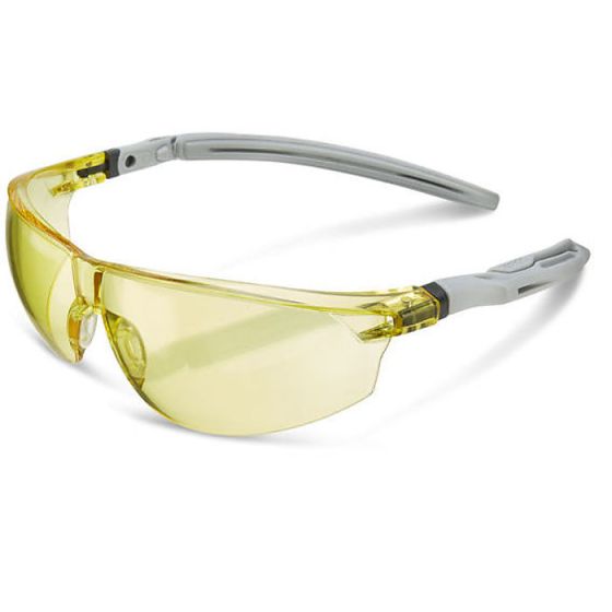H20 Safety Spectacles Polycarbonate Lens Anti-Fog Ergo Temple Fit Yellow