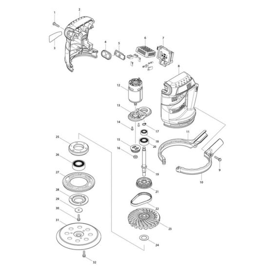 Makita BBO180 Sander Assembly