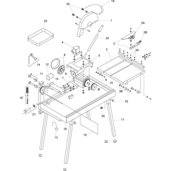 Main Assembly for Belle BC 350 Bench Saws