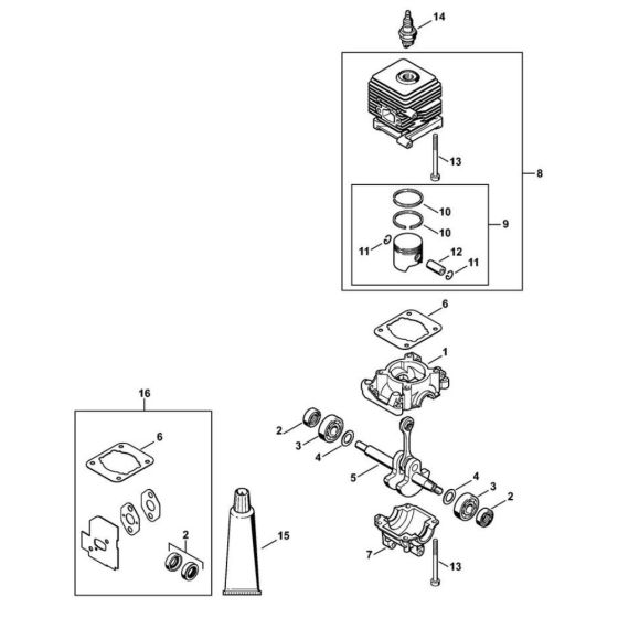 Crankcase & Cylinder for Stihl BG 55