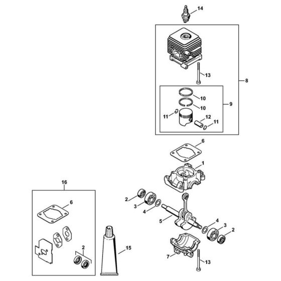Crankcase, Cylinder for Stihl BG 85