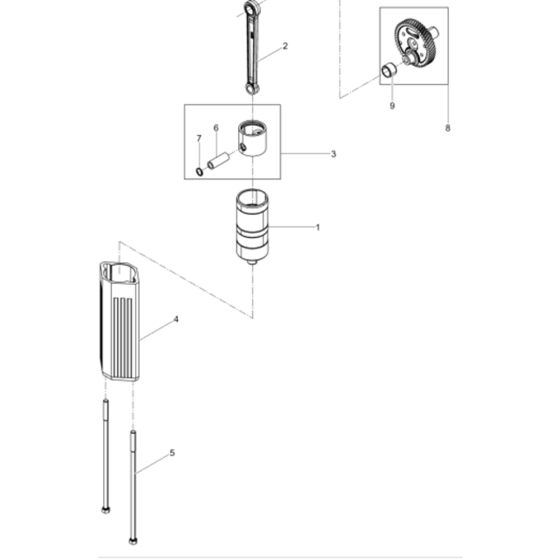 Striking Mechanism, Cylinder Guide Assembly for Wacker BH23-5000610292 (Petrol) Rev.104 Breakers