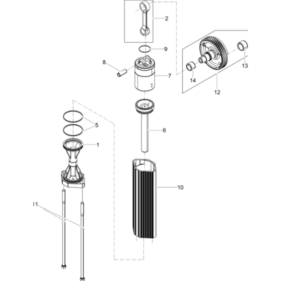 Striking Mechanism-Cylinder Guide Assembly for Wacker BH24 5000610383 (Petrol) Rev.102 Breakers