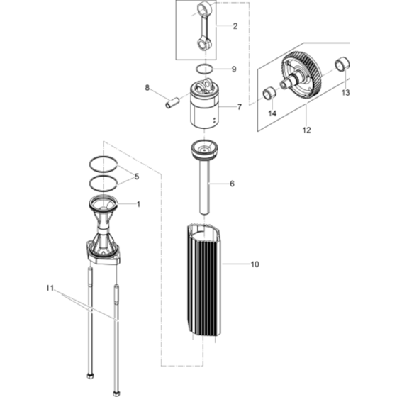 Striking Mechanism, Cylinder Guide Assembly for Wacker BH24-5000008992 (Petrol) Rev.102 Breakers