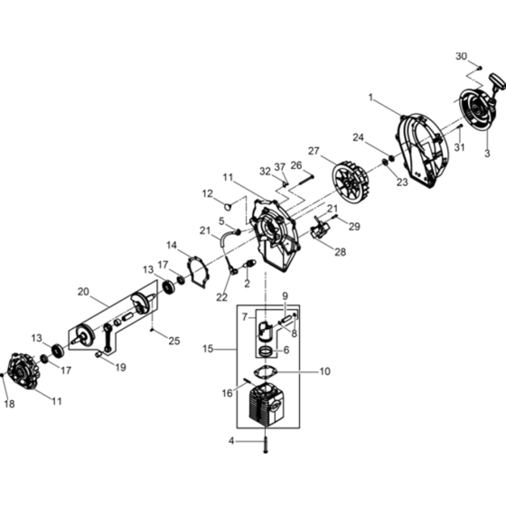 Gas Engine Assembly for Wacker BH55 5100004026 (Petrol 27x80) Rev.103 Breakers