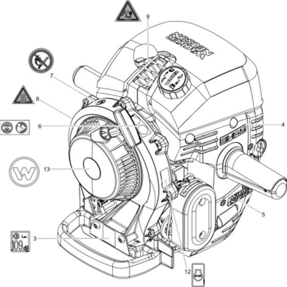 Labels for Wacker BH55 5100004029 (Petrol 28x160) Rev.103 Breakers